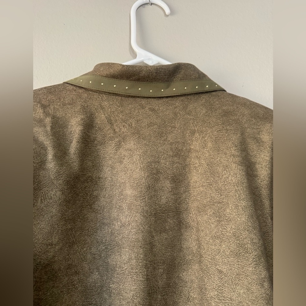 Vintage City Girl Olive Green leopard print studded Women's Jacket size medium - Picture 11 of 14